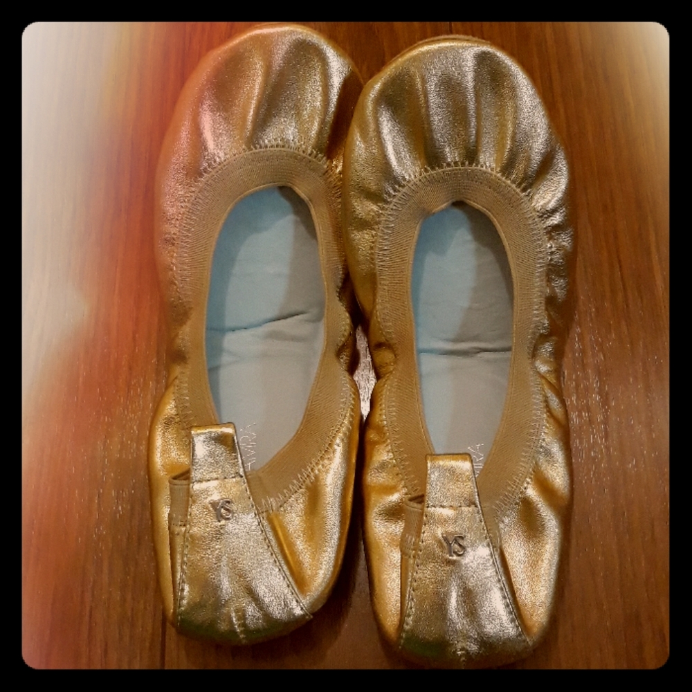 Yosi Samar Glittery Gold Flats